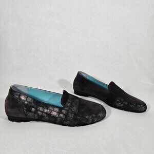 THIERRY RABOTIN CARGO Dark Gray Suede Croco Leather Loafers Shoes Women's Size 8